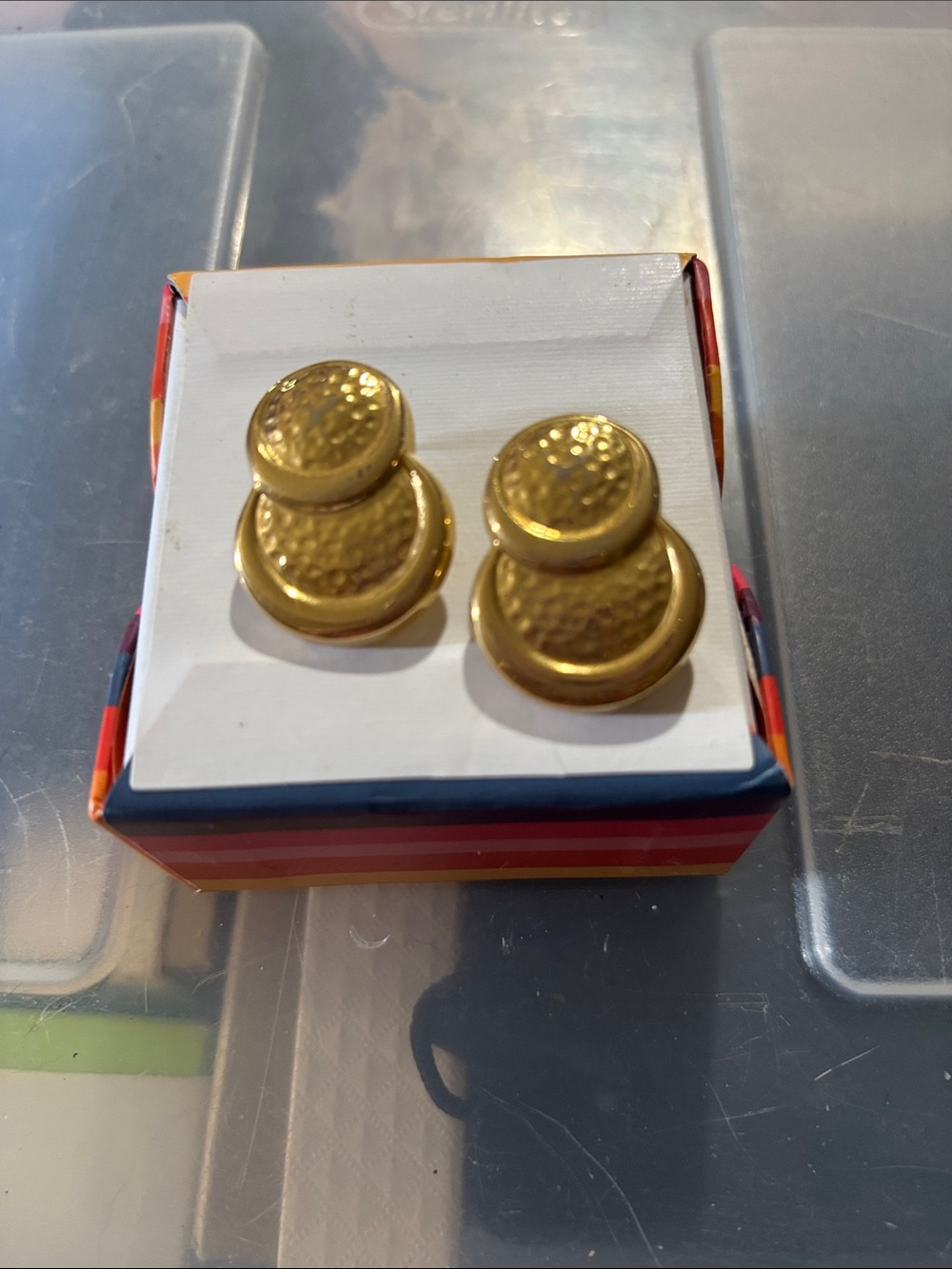 Layered Hammered Gold Clip Earrings